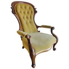 Antique Victorian Mahogany Show Frame Spoonback Nursing Armchair