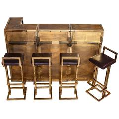 Belgo Chrome, Bar and Four Stools Set, circa 1970