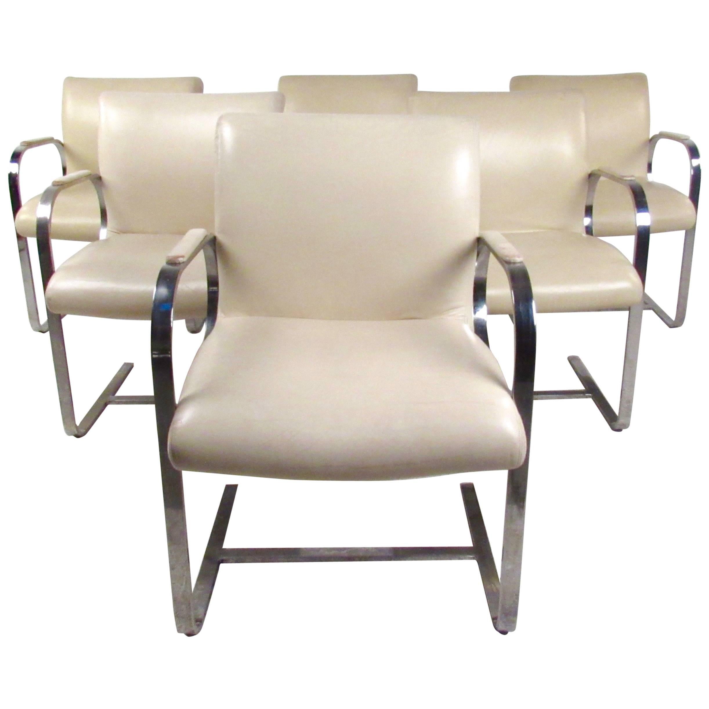 Mid-Century Modern Mies van der Rohe Brno Style Dining Chairs For Sale