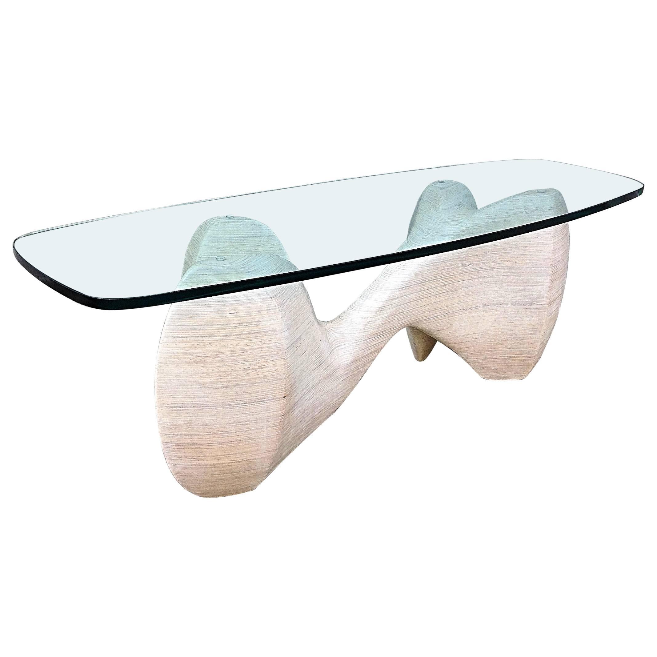 Sculptural Laminated Wood Coffee Table For Sale