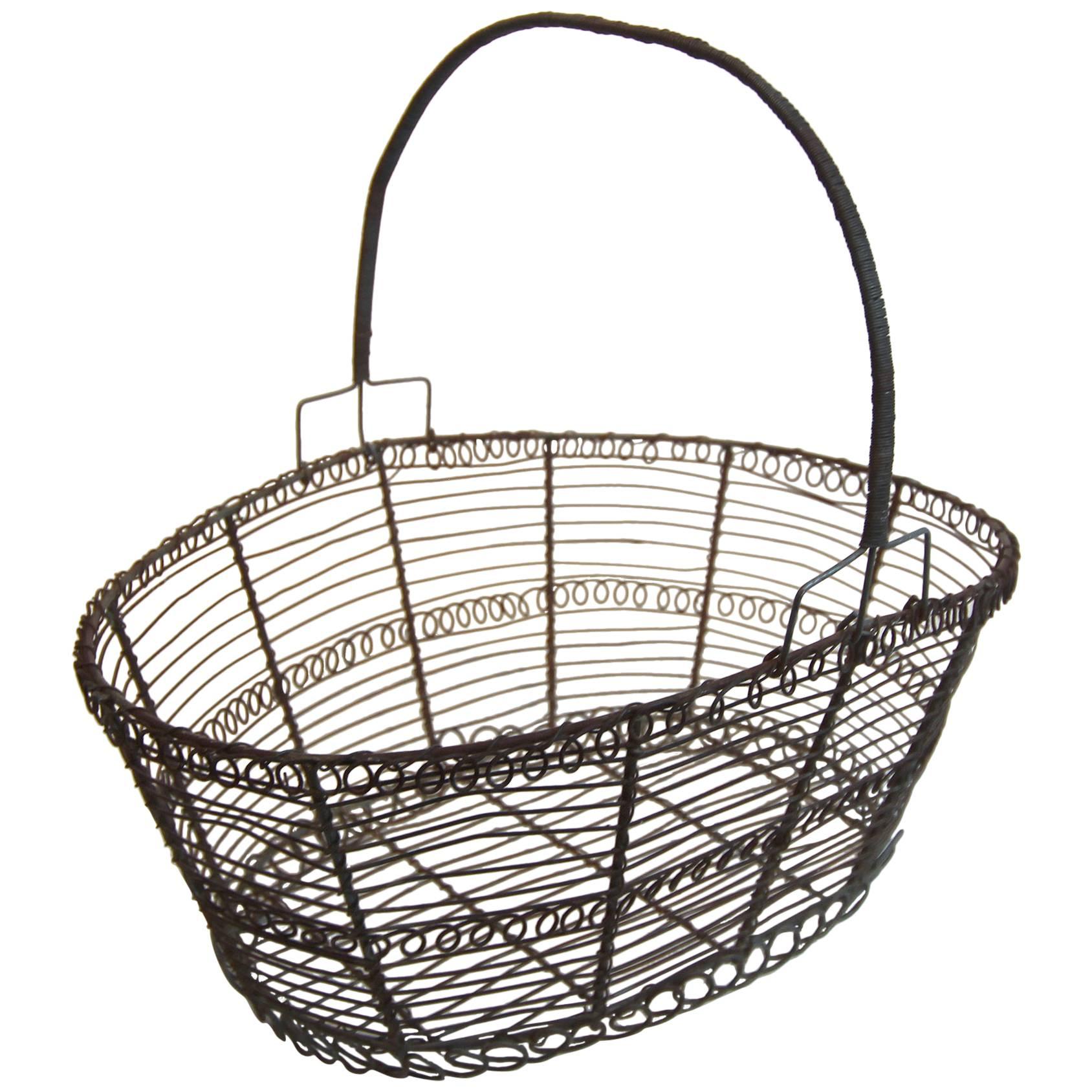French Wire Basket, circa 1900 For Sale