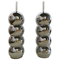 1970s George Kovacs Chrome Ball Lamps