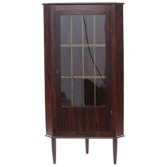 Corner Cabinet in Brazilian Rosewood and Danish Glass