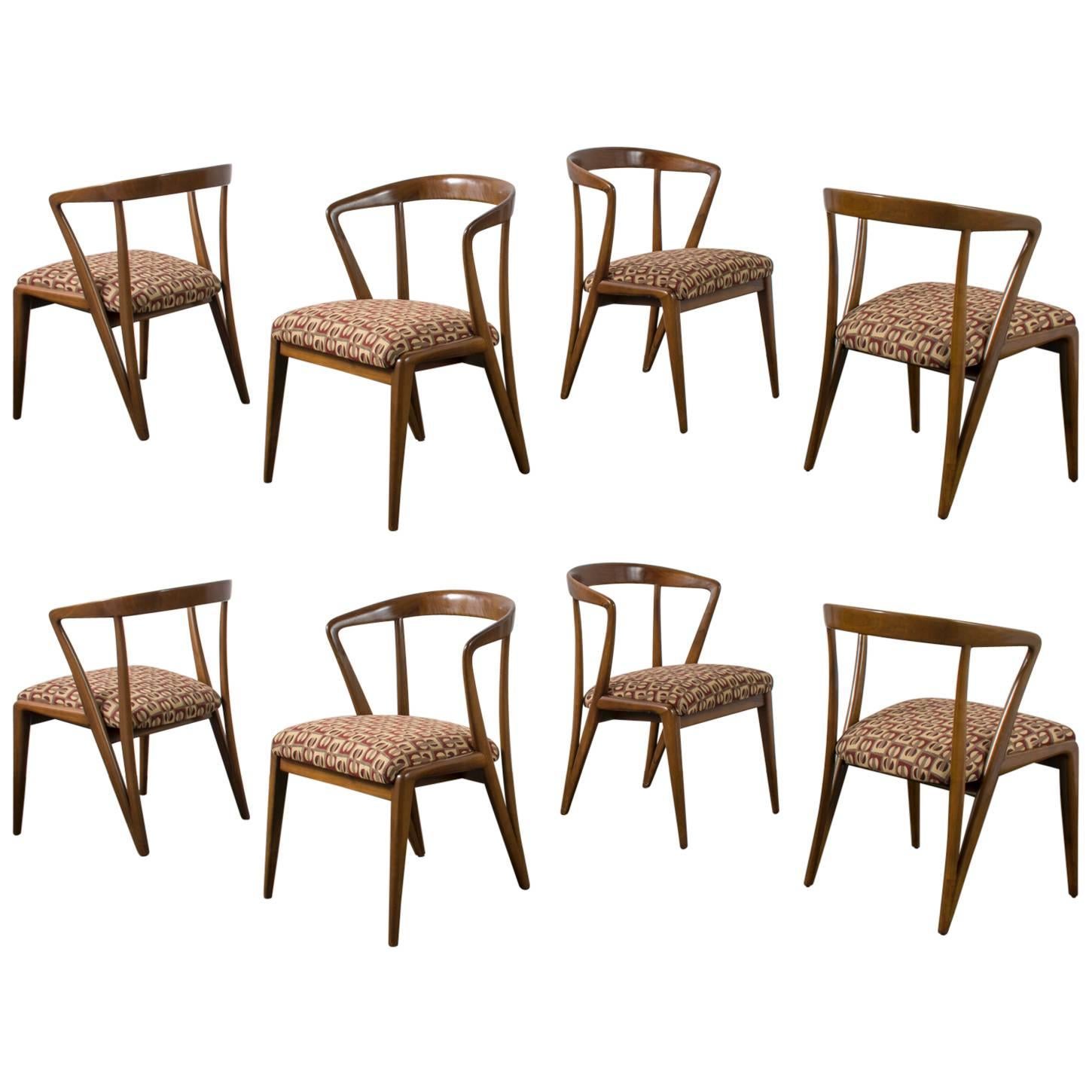 Bertha Schaefer Set of Eight Vintage Mid-Century Dining Chairs, 1950s