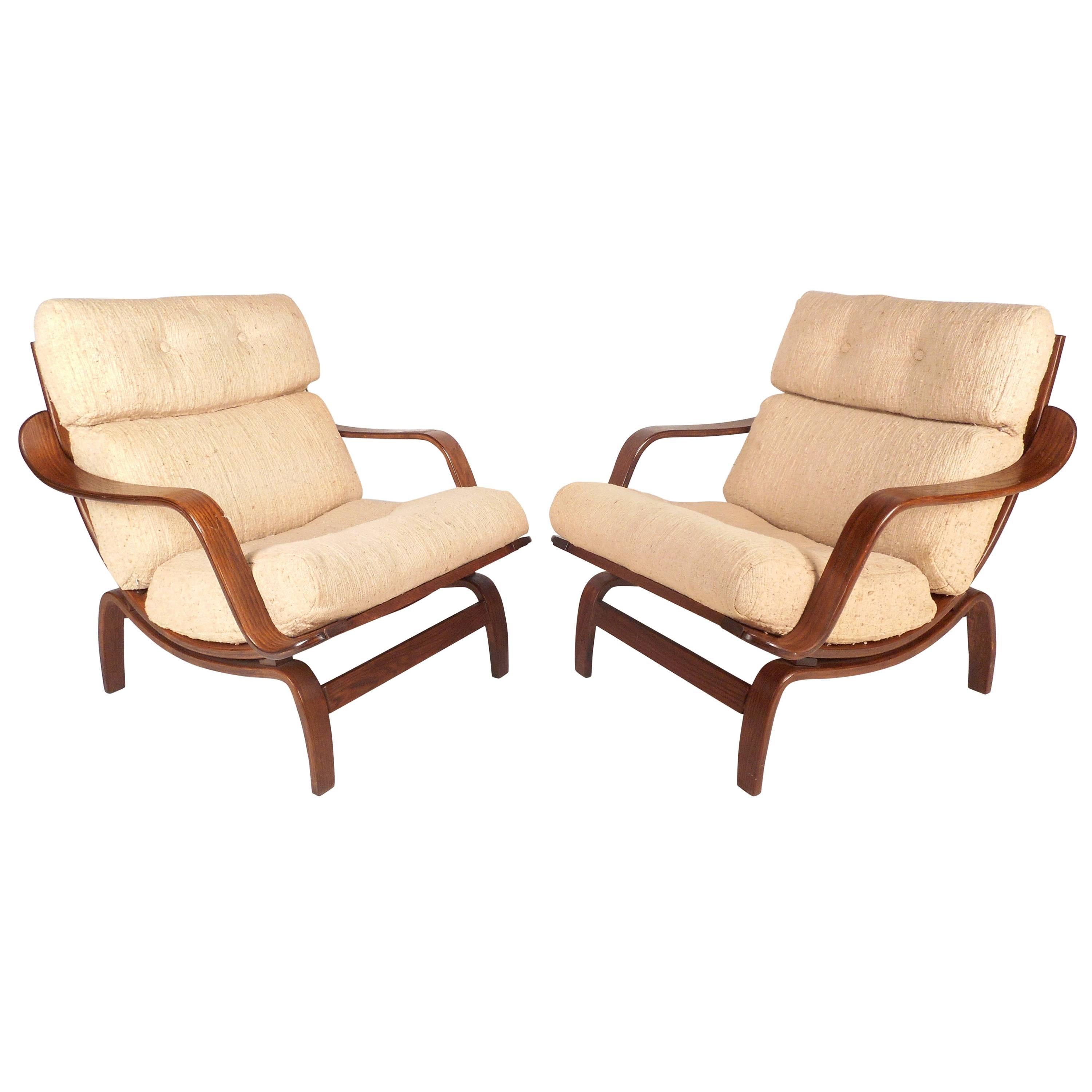 Mid-Century Modern Lounge Chairs in the Style of Bruno Mathsson