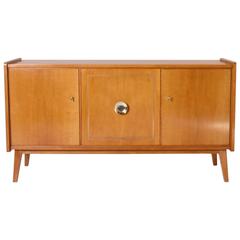 French Merisier Buffet with Brass Hardware, circa 1950