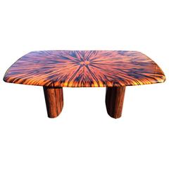 Table de salle à manger ou de conférence en bois de zèbre exotique par Leon Rosen pour Pace
