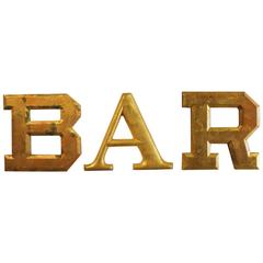 1930s Gold Leaf Wood "BAR" Sign 9