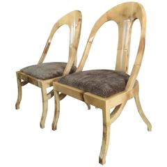 Pair of Exceptional Enrique Garcel Goatskin Spoon Back Chairs