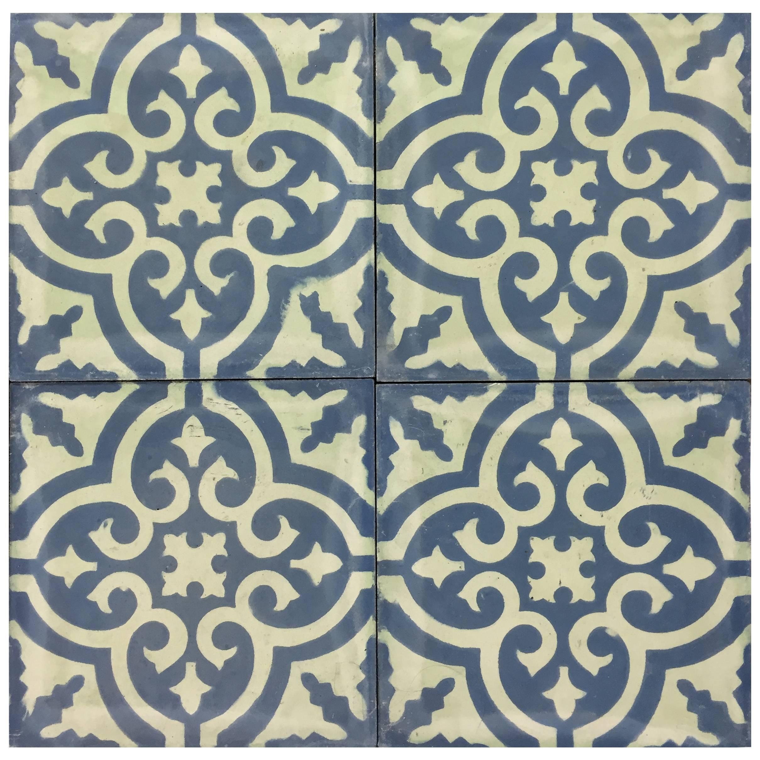 Granada Blue White Cement Tiles Haskell For Sale