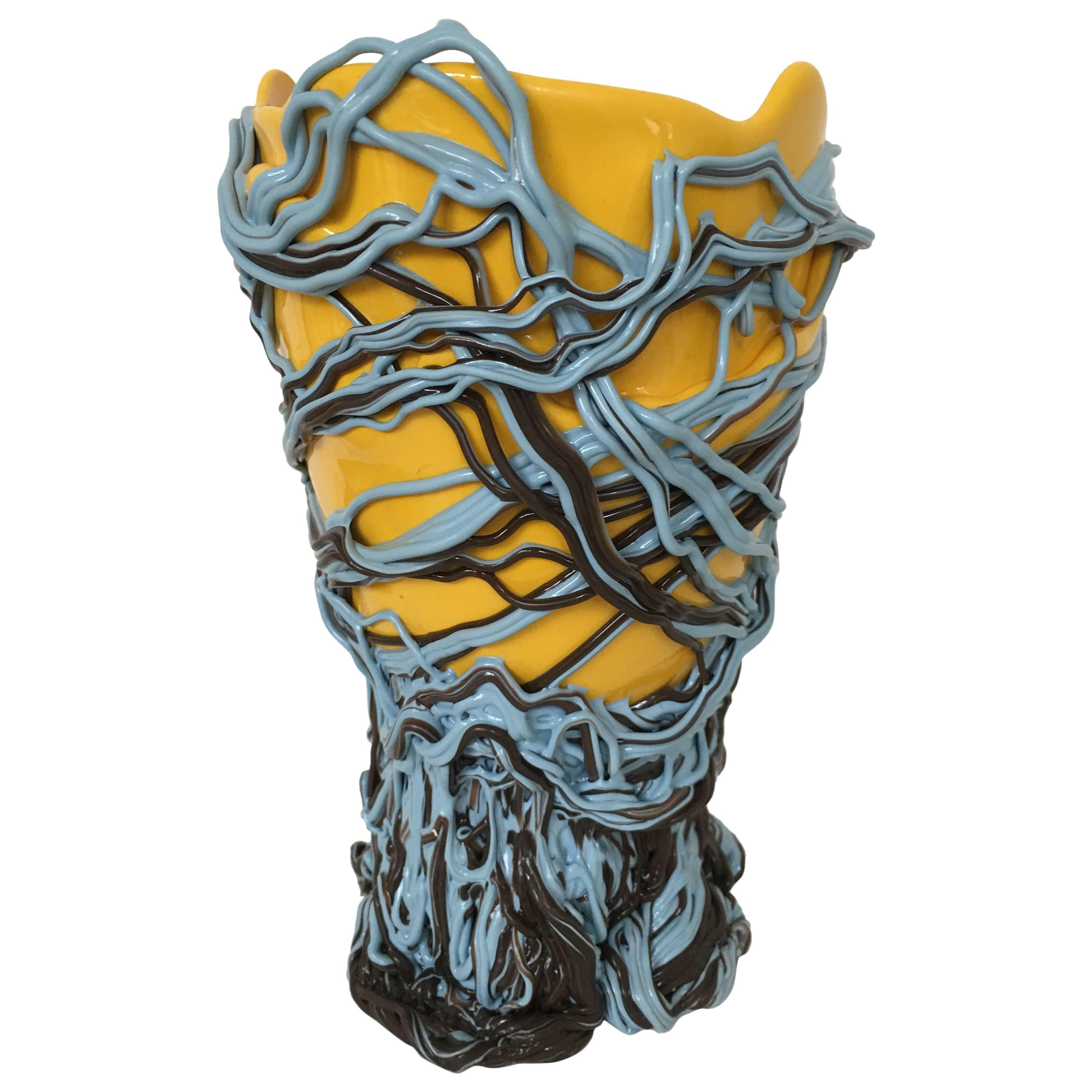 Yellow and Blue Gaetano Pesce Vase For Sale