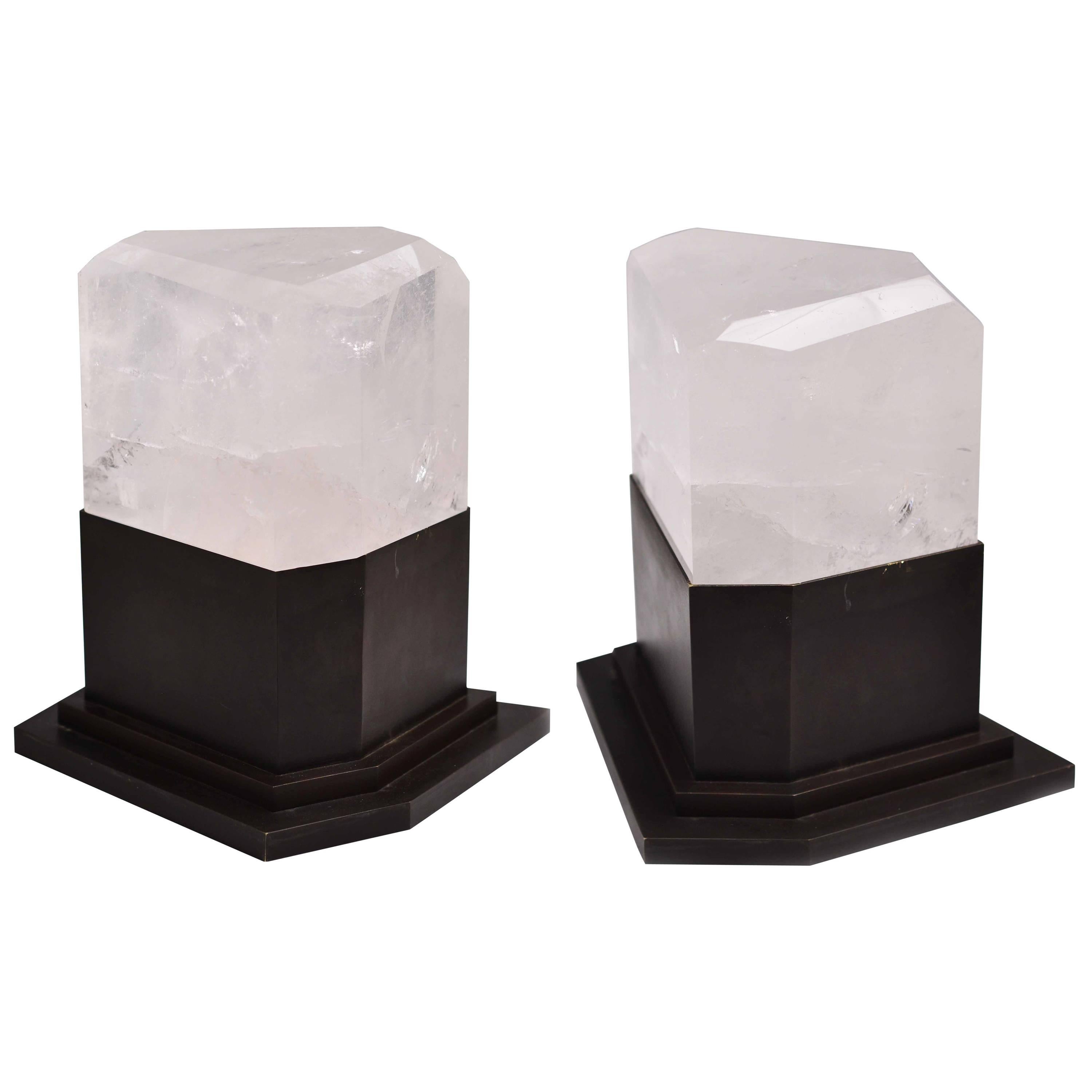 Pair of Contemporary Rock Crystal Table Lights