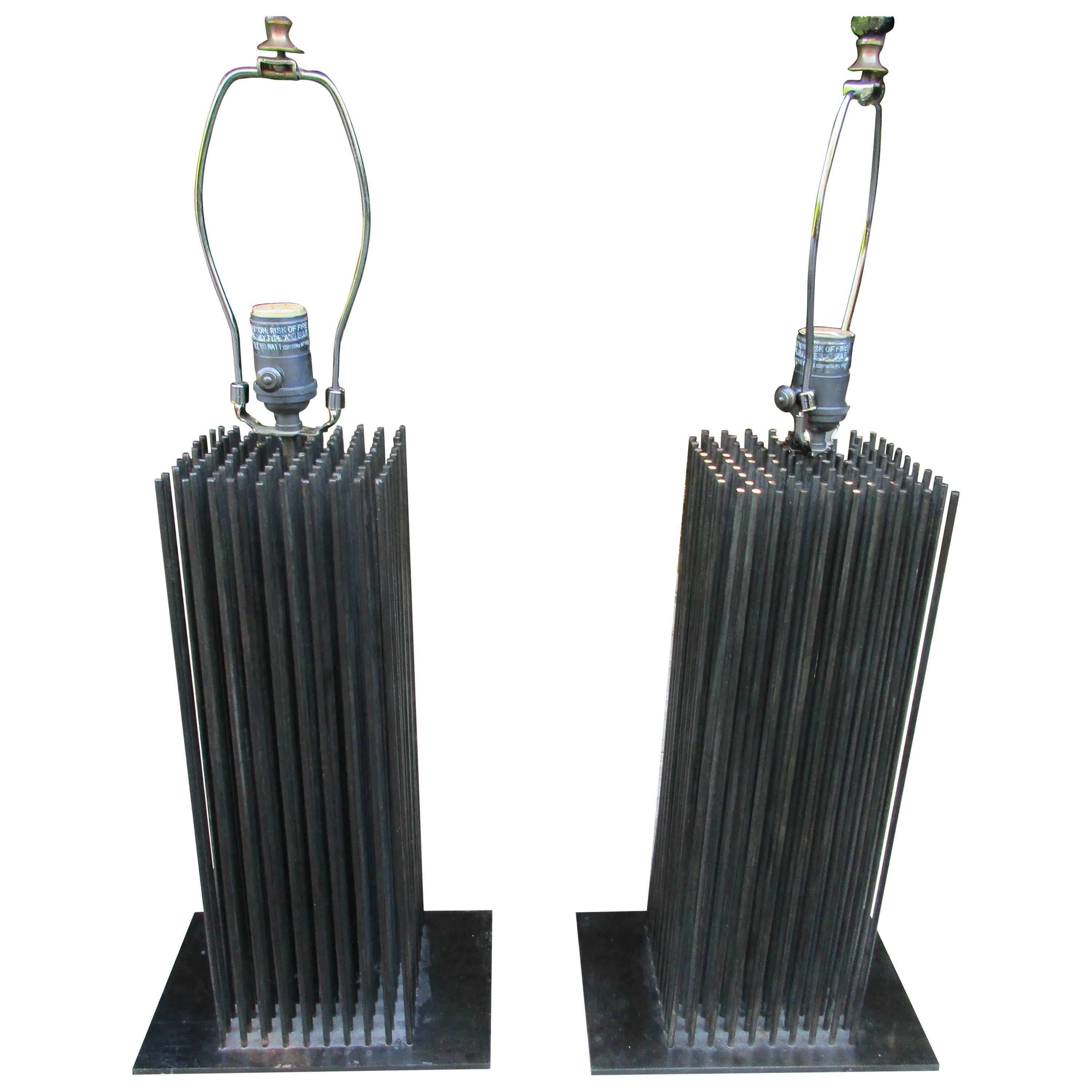 Pair of Brutalist Style Lamps For Sale