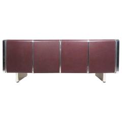 Mid-Century Modern Chrome and Leatherette Front Italian Sideboard 9