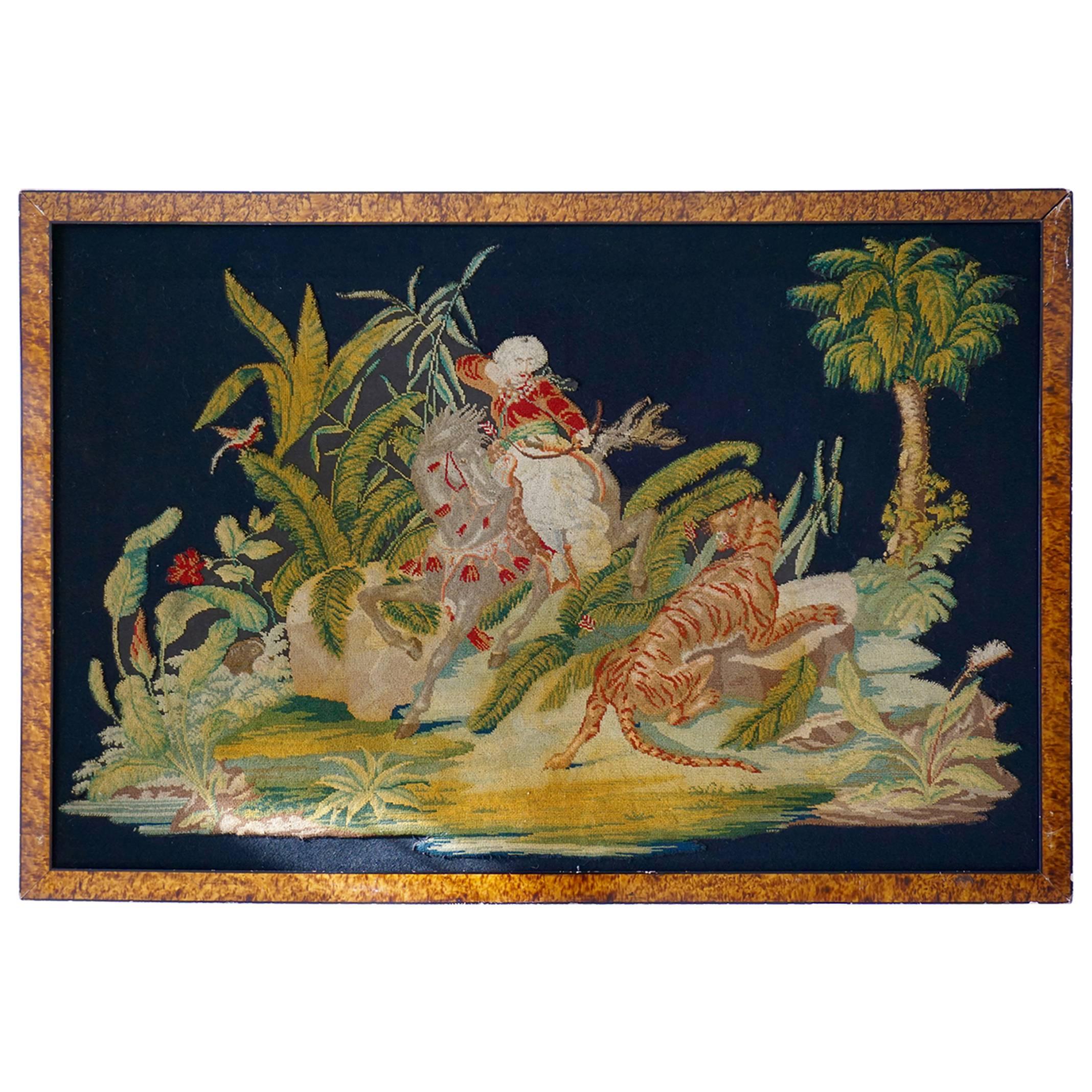 Pair of Gros-Point Stitched Panels Representing Orientalist Scenes  For Sale