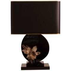 Mid-Century French Lacquer Table Lamp with Geode Detail