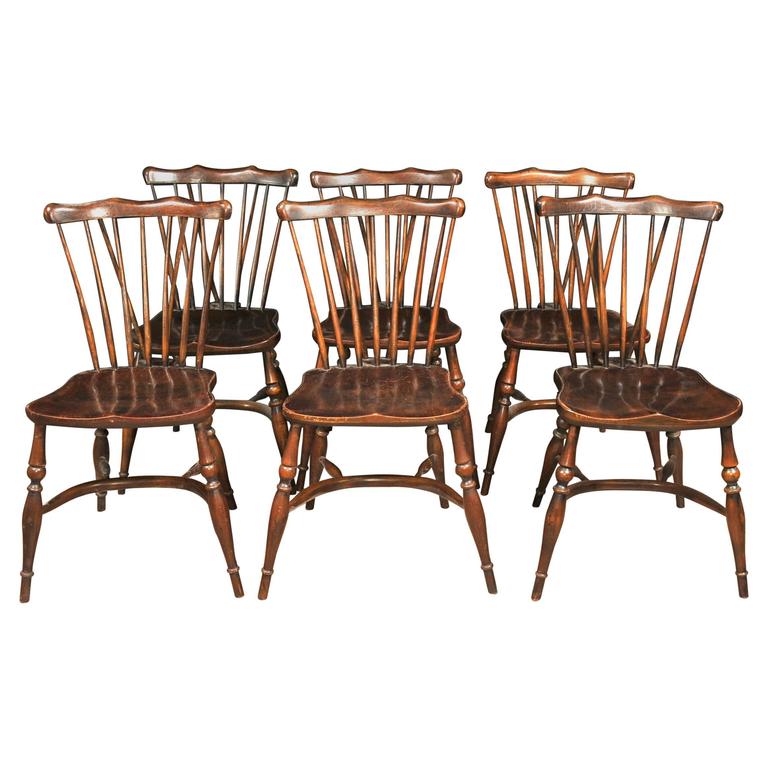 Set of Eight Antique Oak Windsor Chairs 1920 Kitchen Dining Chair For 