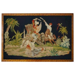 Pair of Gros – Point Stitched Panels Representing Orientalist Scenes