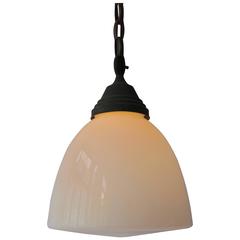 Antique Art Deco Opaline Pendant Light