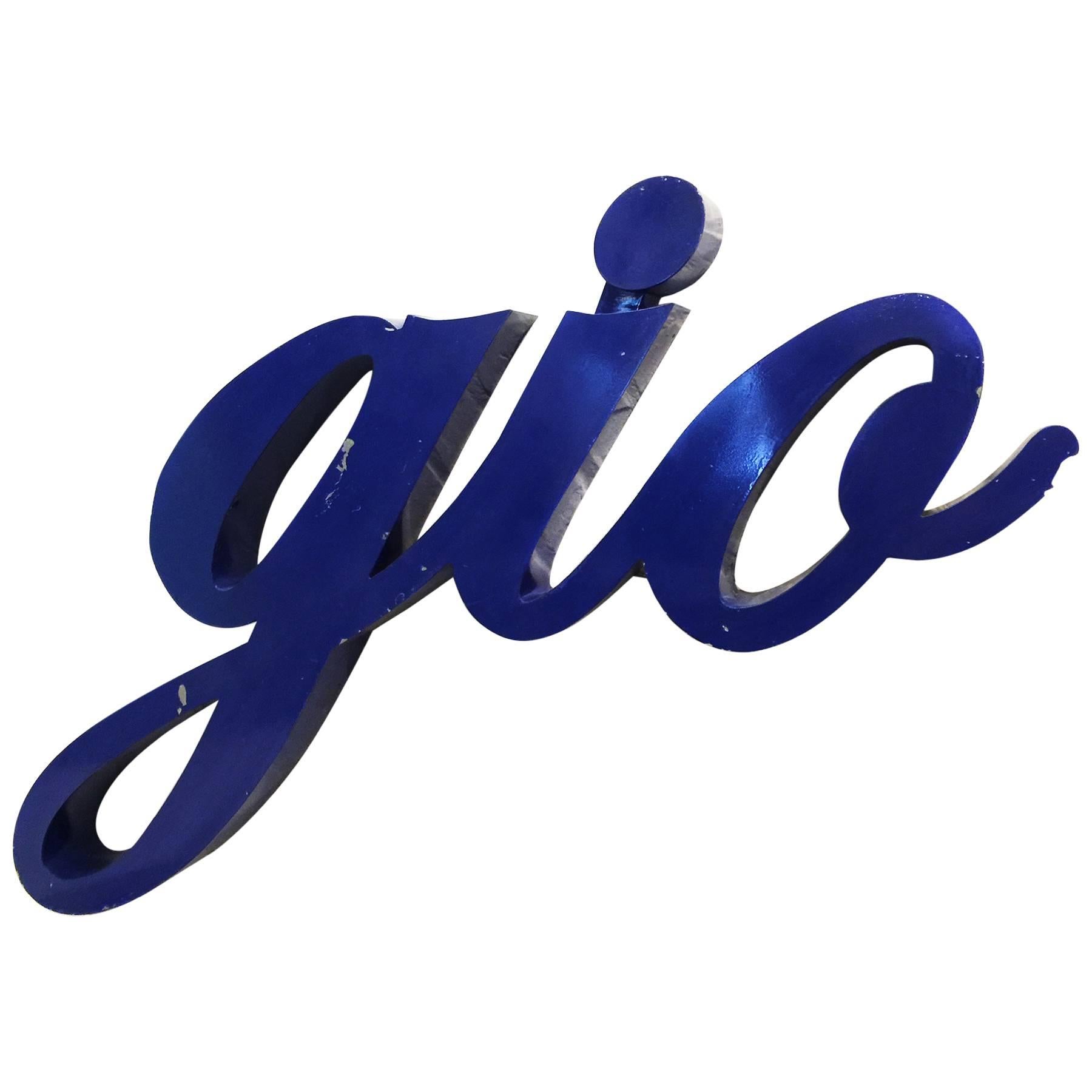 Vintage Aluminum Channel Letter "Gio" Sign