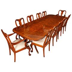 Walnut Dining Set Regency Style Table and Queen Anne Chairs Suite