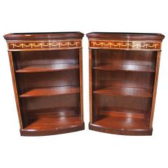 Pair of Regency Style Open Bookcases Mahogany Adjustable Shelving