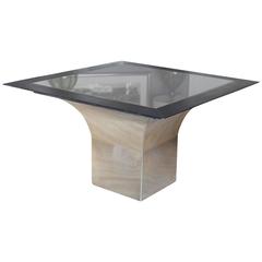 Brueton Steel and Glass Pedestal Table