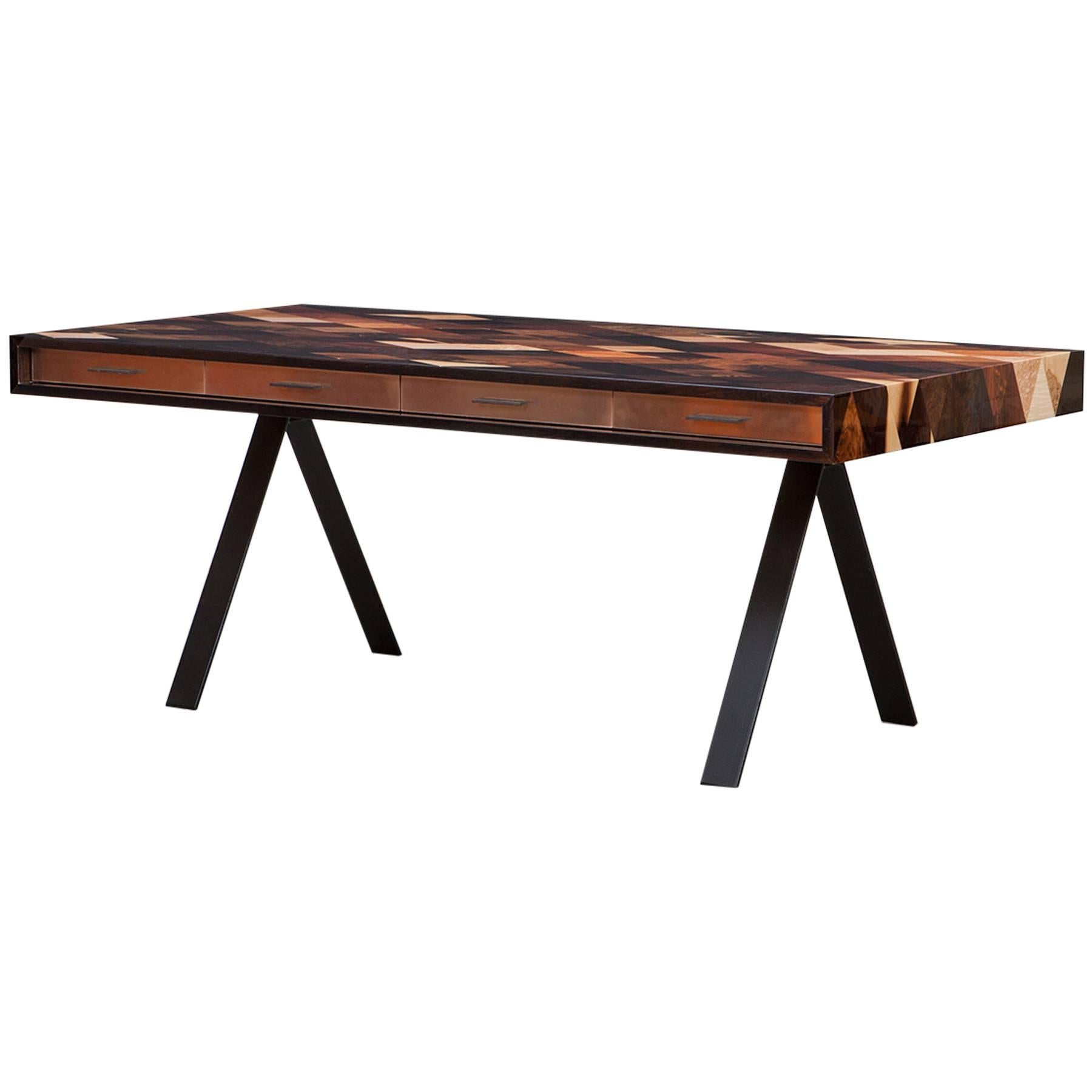 Contemporary Brown Wooden Desk by Johannes Hock 'b'