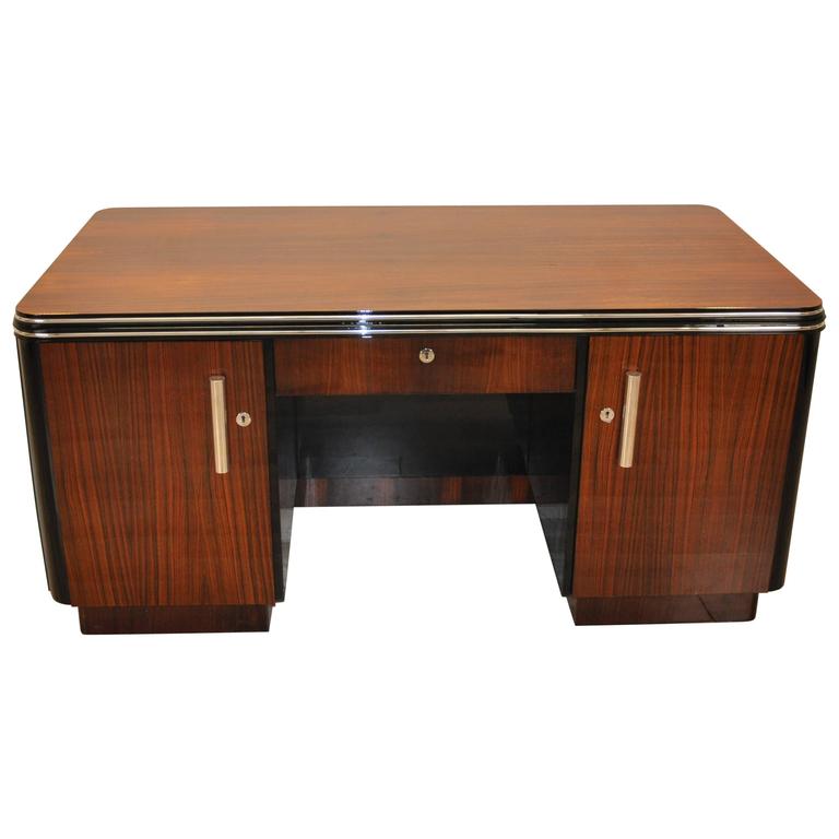 Two Sided Art Deco Desk Made of Palisander Wood For Sale