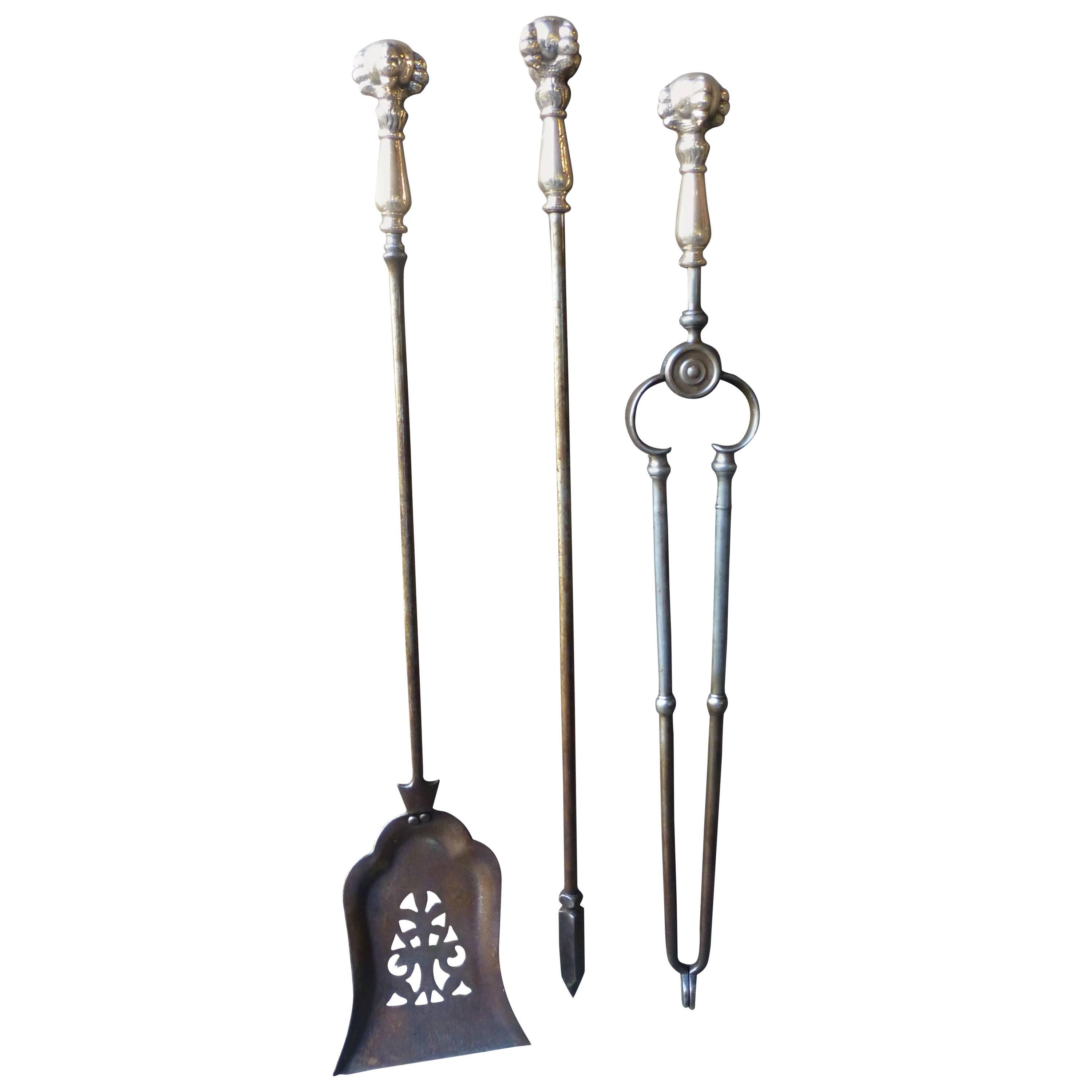 19th Century English Fireplace Tools, Fire Tools For Sale