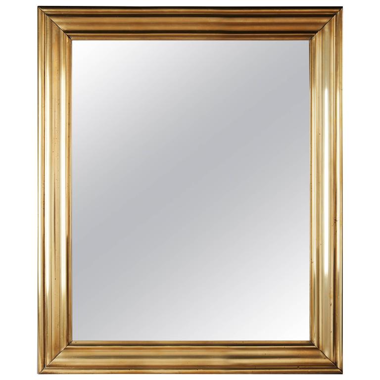 Mirror in Polished Nickel with Brass Medallions, circa 1960 For Sale at