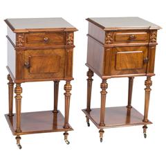 Antique Pair of French Walnut Bedside Cabinets, circa 1880