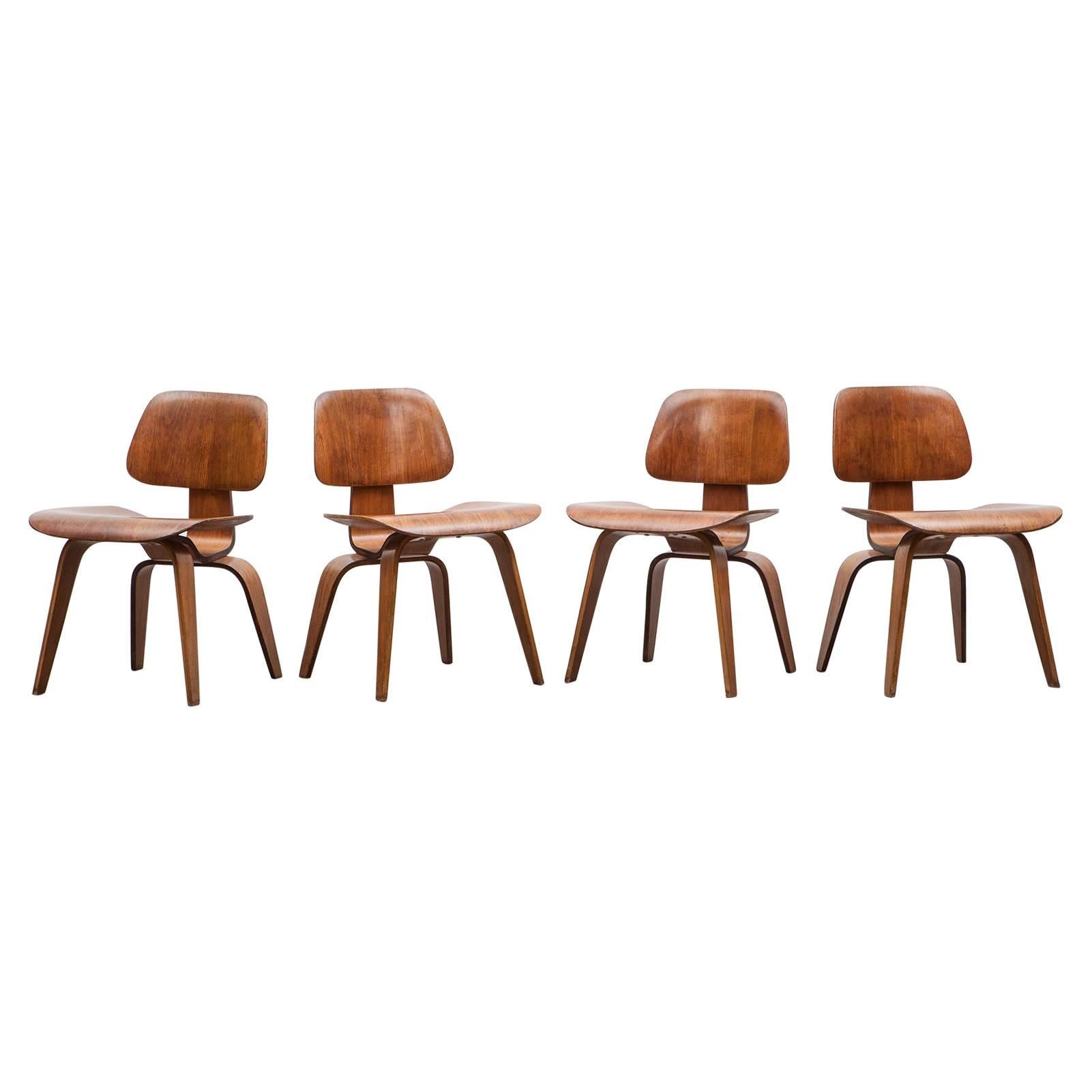 Set of Four Charles & Ray Eames DCW Chairs 'B'