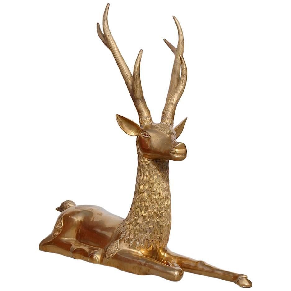 Large Brass Animal Floor Sculpture, Late 20th Century