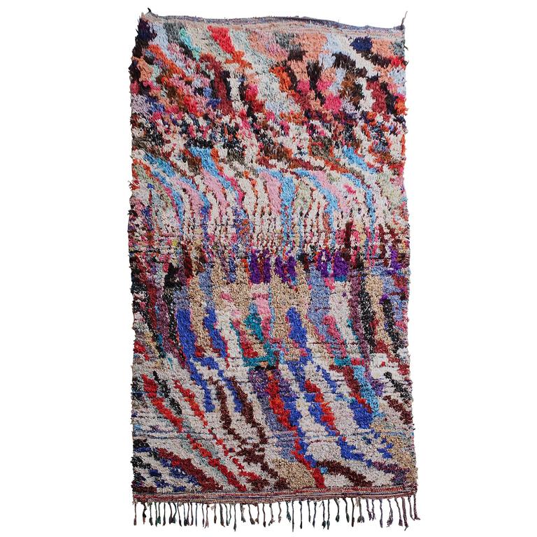Moroccan Boucherouite Rag Rug For Sale