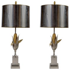 Pair of Maize Bronze Table Lamps by Maison Charles