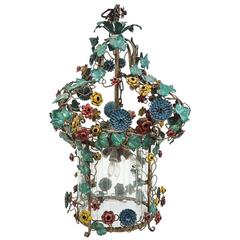 Tole Flower Chandelier with Glass Cylinder 1