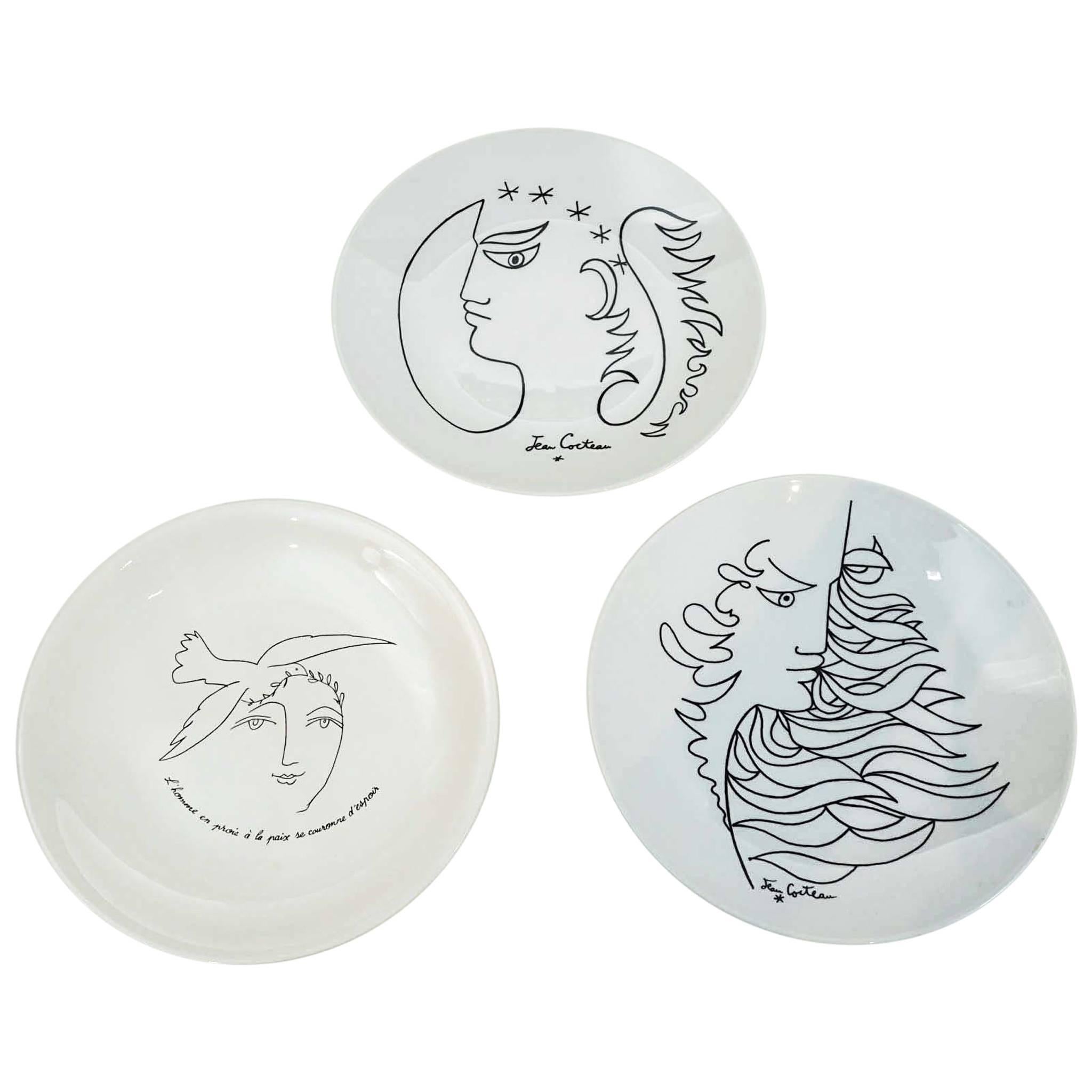 Jean Cocteau Plates  by Promo Ceram and Picasso Plate by ECPLP