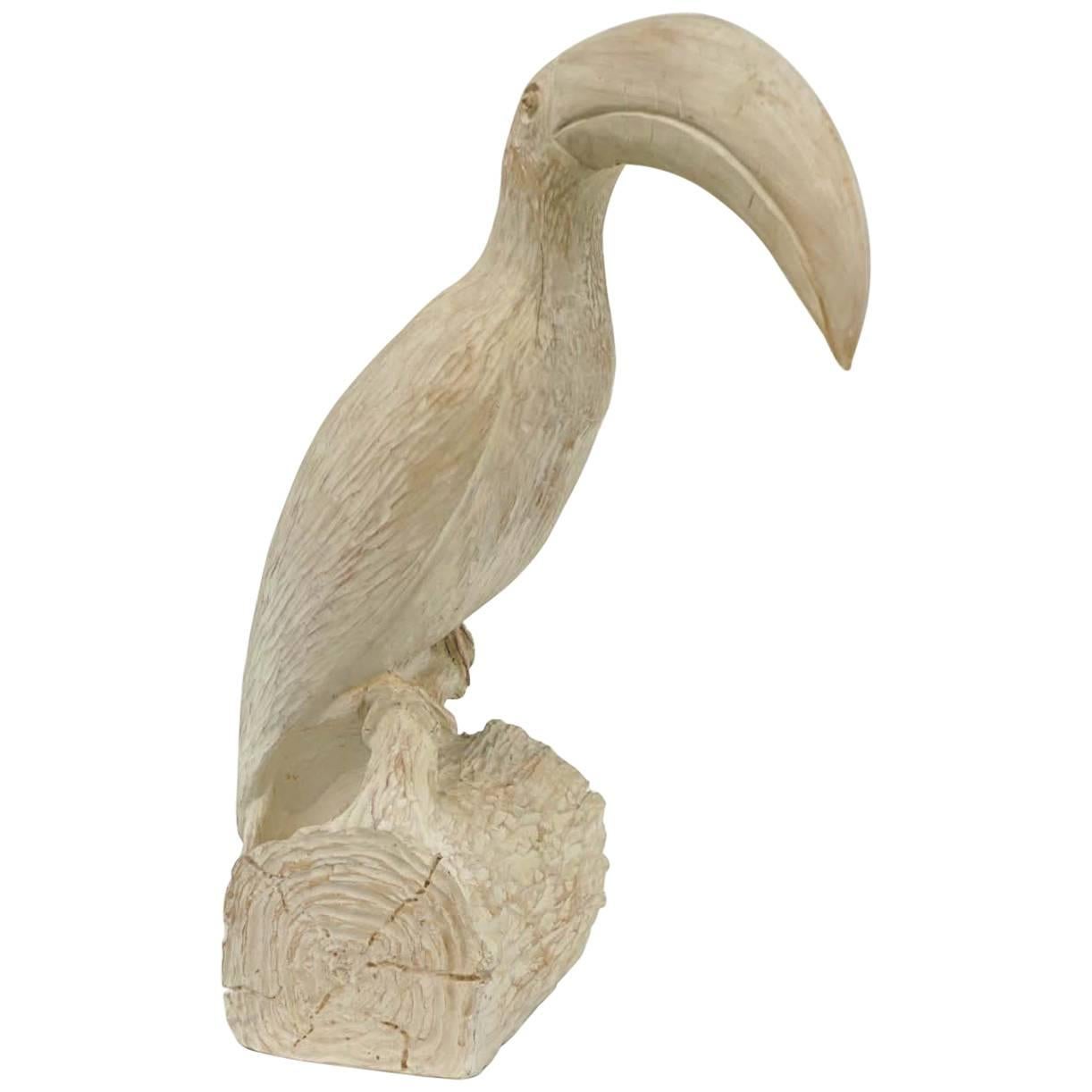 Toucan Sculpture Carved in Wood For Sale