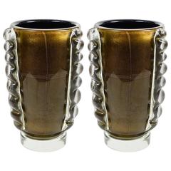 Pair of Signed Murano Glass Vases 1