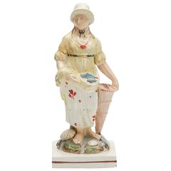 Antique English Pearlware Staffordshire Fishseller, circa 1790