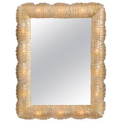 Barovier & Toso, Murano Rugiadoso Glass Illuminated Mirror