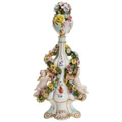 Antique Meissen Floral Encrusted Figural Scent Bottle 19th Century