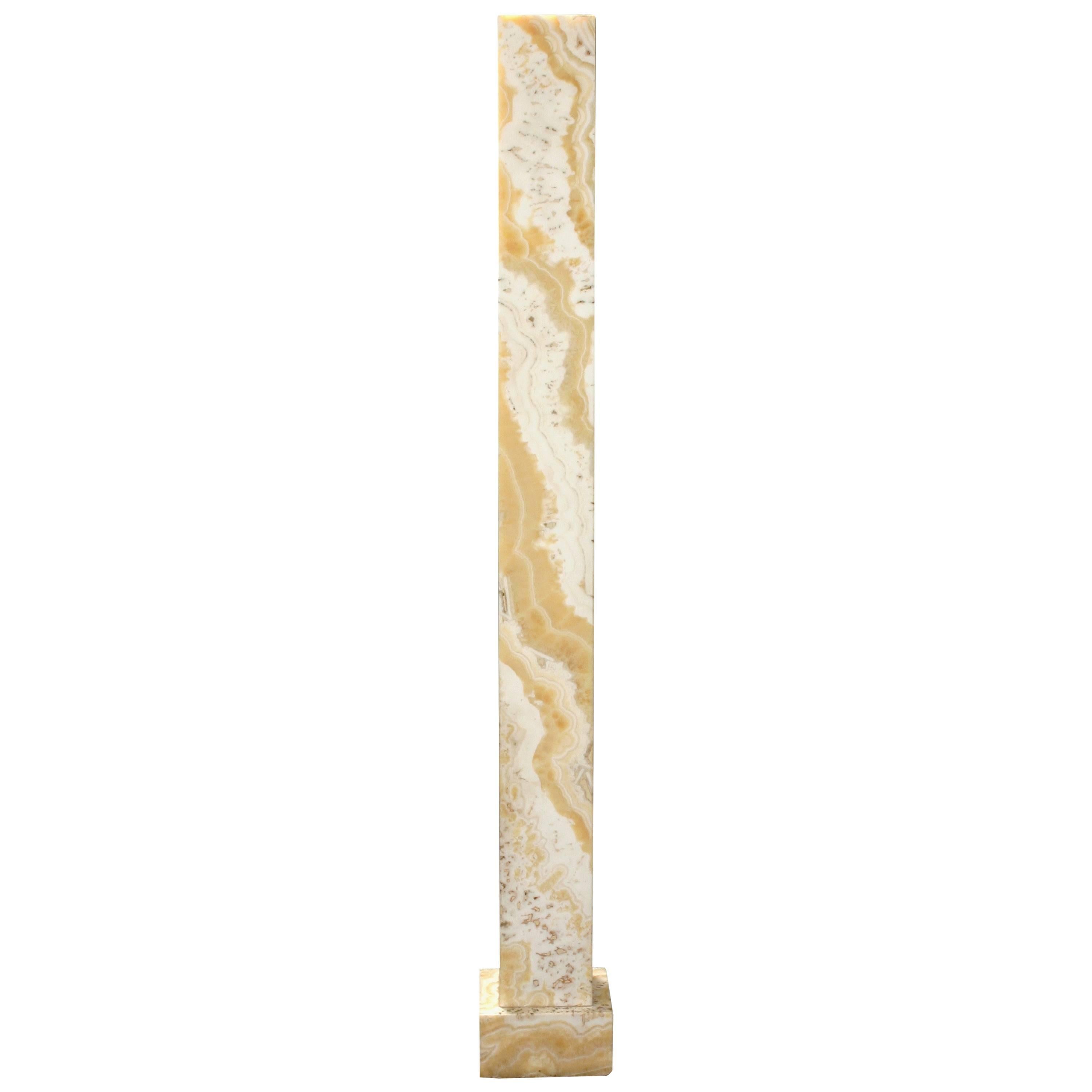 Art Deco Egyptian Alabaster Square Column Pedestal For Sale