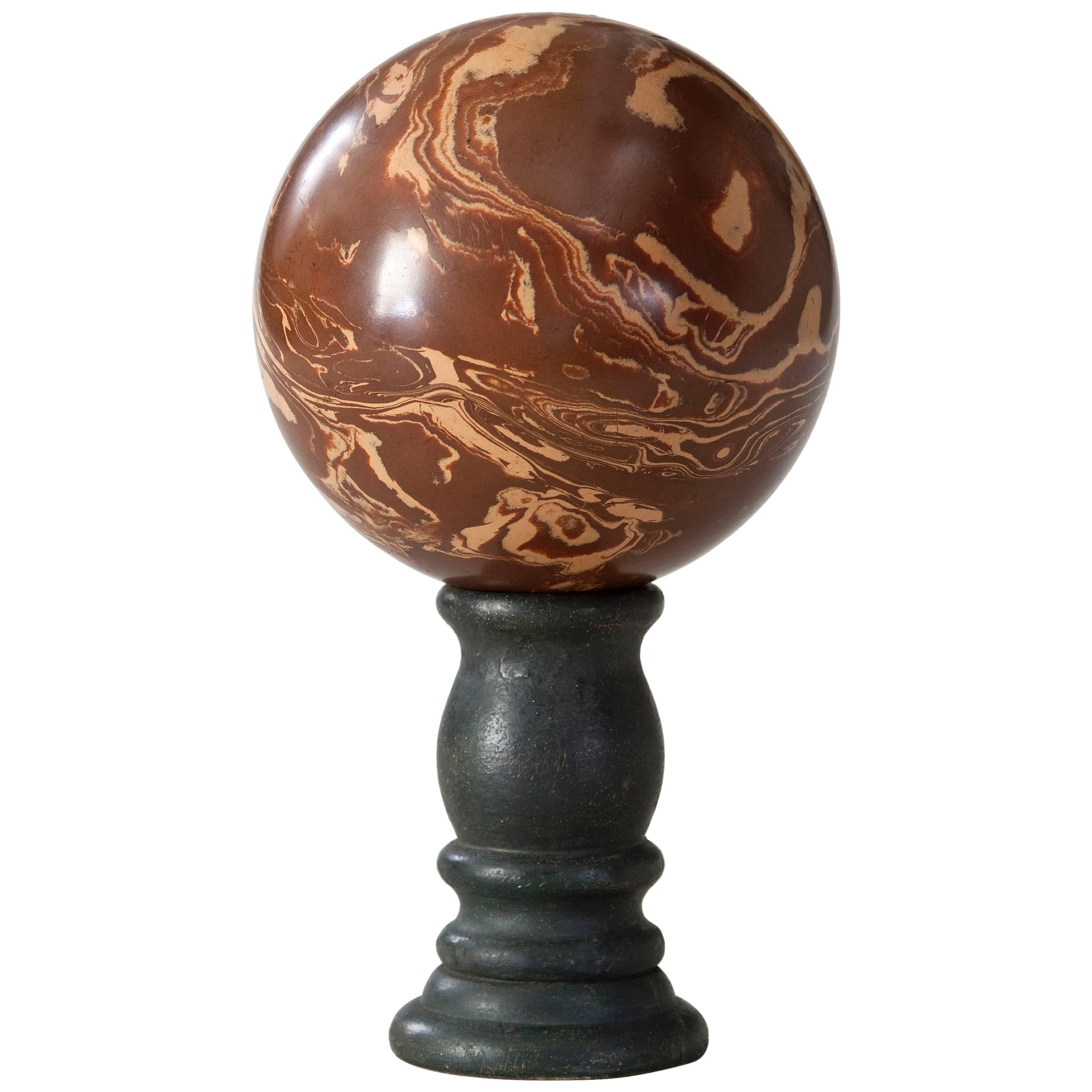 Continental European Two-Toned Brown Marbleized Sphere For Sale
