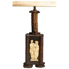 Unusual Swedish Neoclassical Revival Antler and Bone Table Lamp