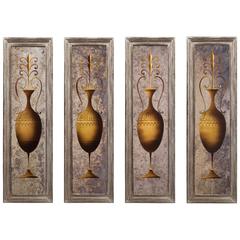 Rare Set of 4 French Verre Églomisé Panels 7