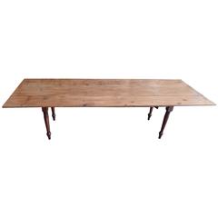 New England, Early 19th Century Long Harvest Table with two drop-leaf sides.