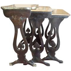 French XVIII 'Three' Nest of Tables With Asian Motif