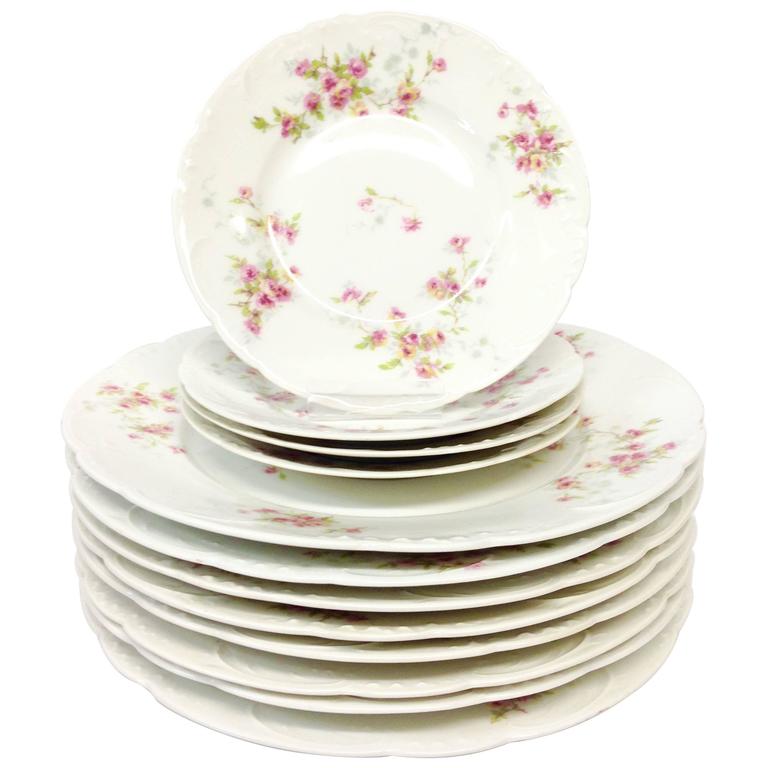 Antique Haviland Limoges Pink Roses, Set of 12 at 1stDibs